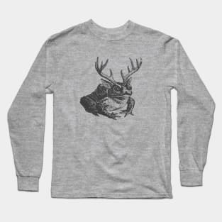 Horns, Antlers, and Frogcore: Vintage Aesthetics Meet Charming Toads and Frogs in a Quirky Design Long Sleeve T-Shirt